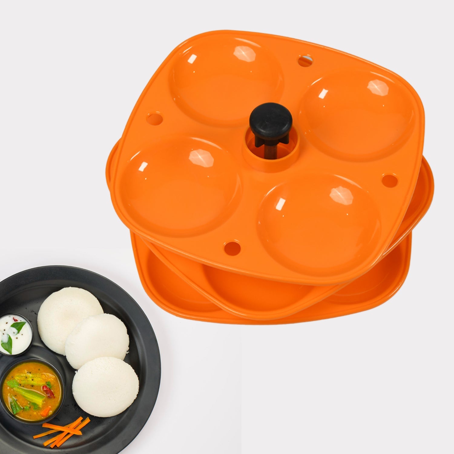 5346 3 Layer Idli Stand used in all kinds of household kitchen purposes for holding and serving idlis. DeoDap 5346 3 Layer Idli Stand used in all kinds of household kitchen purposes for holding and serving idlis. DeoDap